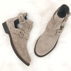 Burberry Haddenfield suede buckle booties ankle boot 39 8.5